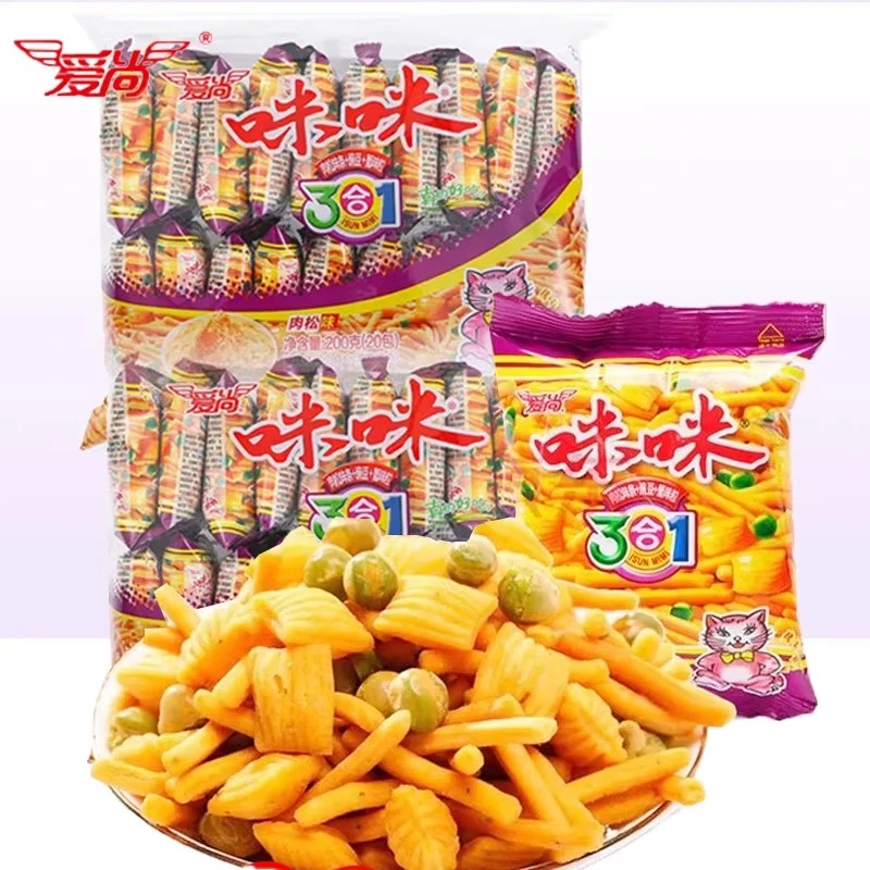 爱尚咪咪虾条蟹味粒青豆三合一儿童解馋网红休闲零食品小吃大礼包