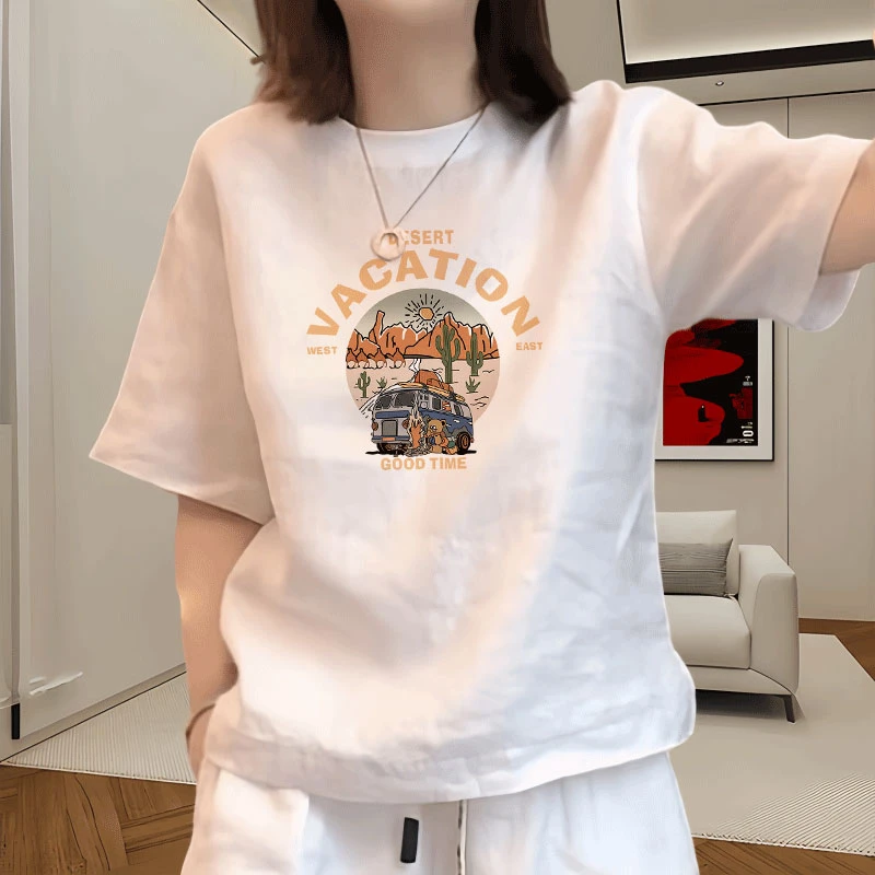 韩版纯棉宽松短袖T恤女夏季新款小众设计感百搭白色打底体恤上衣