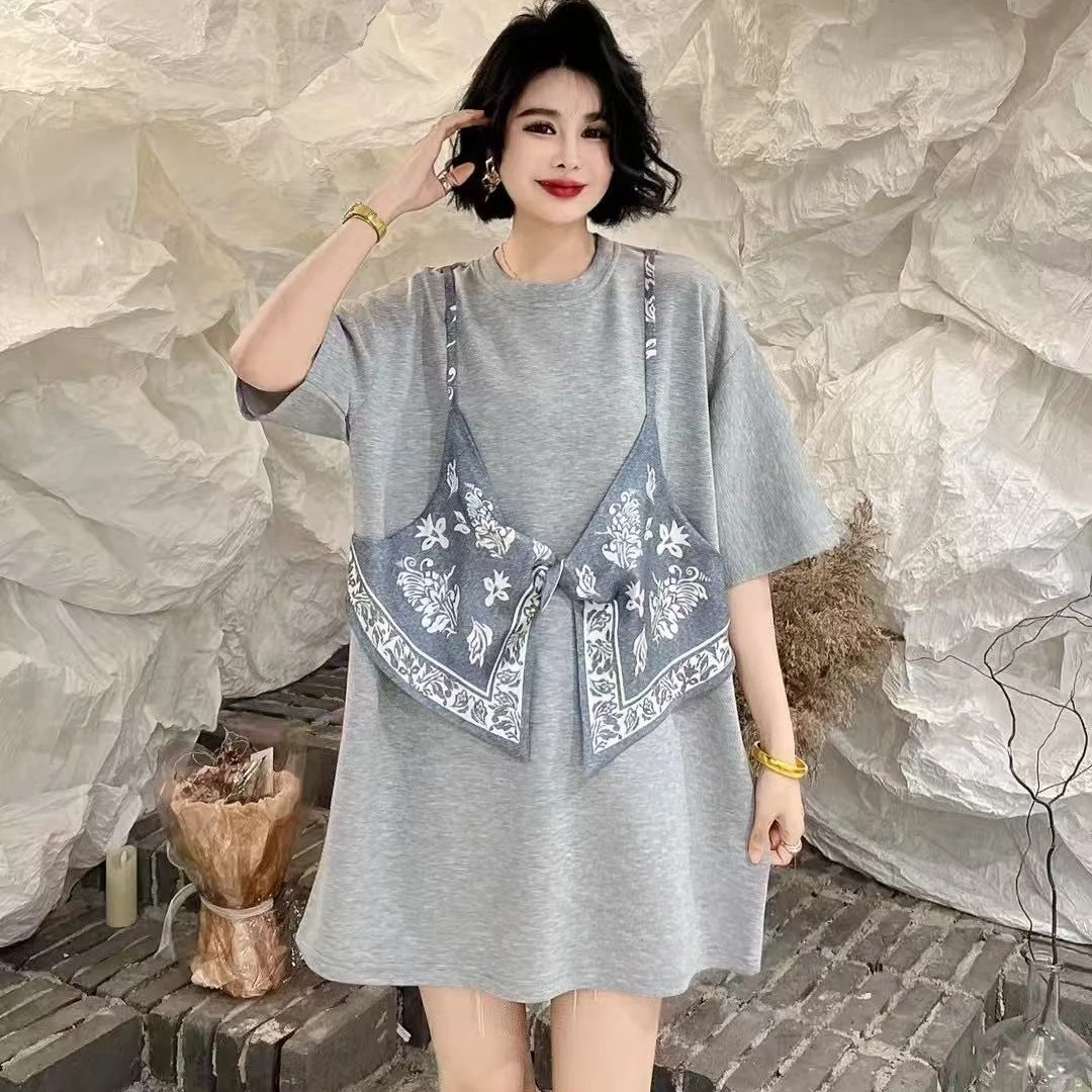 大码女装中长款潮流工艺打底衫100-240斤