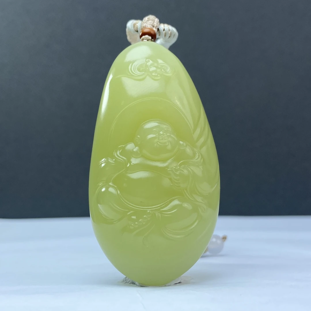 YW2057Z 和田玉黄口佛引福来