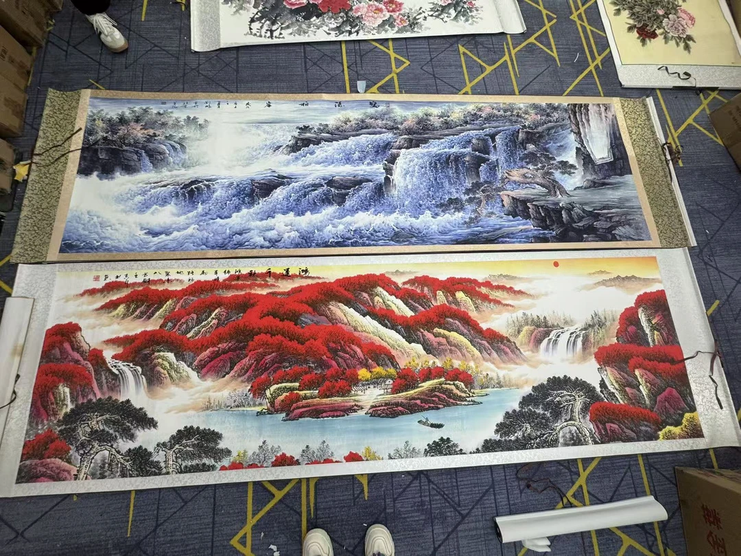 【精品复刻】《丈二组合山水》国画客厅书房茶室装饰画艺术微喷装裱
