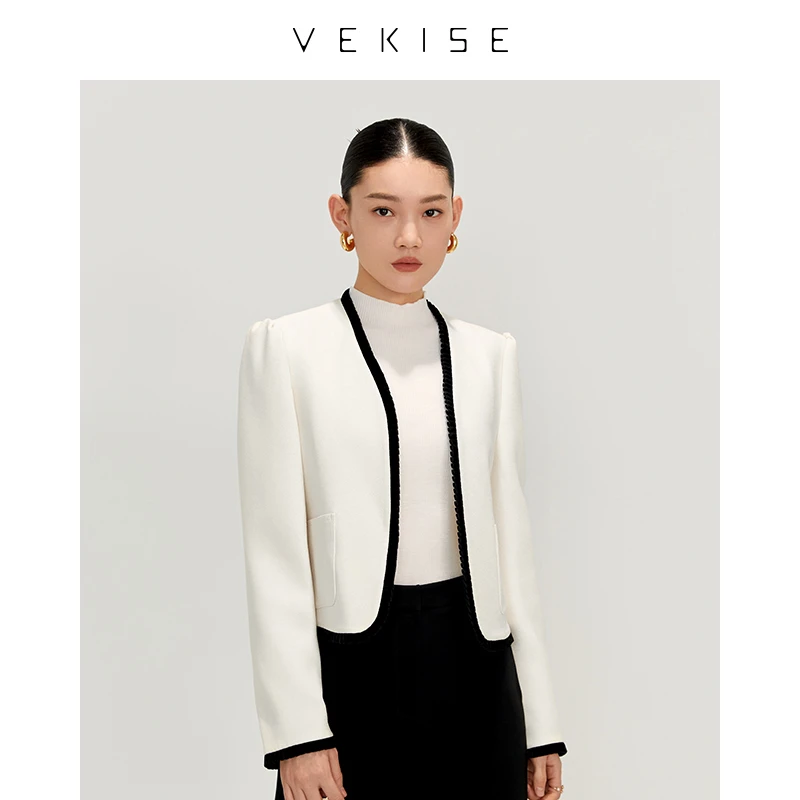 进口三醋酸混纺气质名媛法式小香风百搭短外套新款