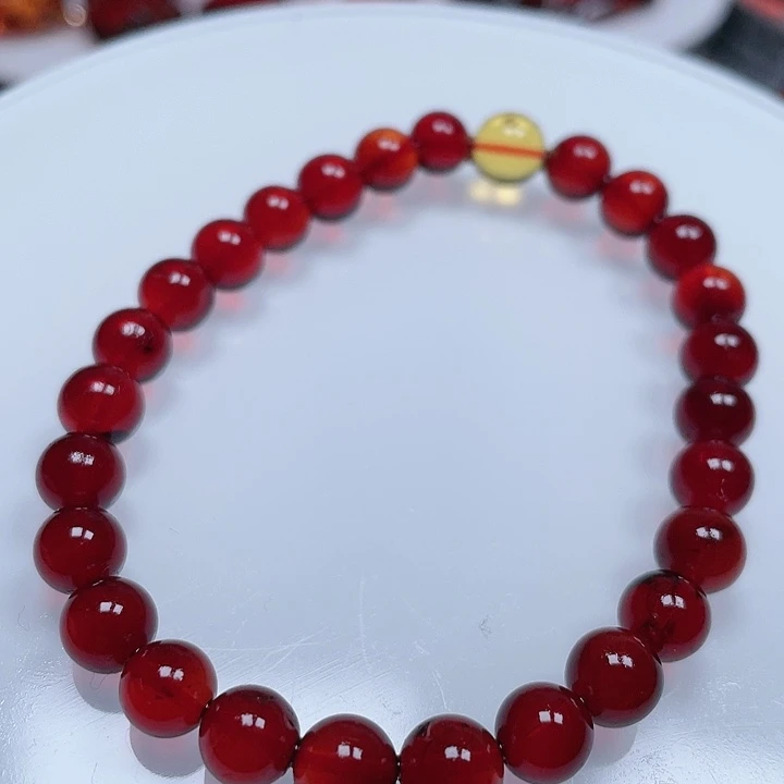 血珀手链未镶嵌规格，6-7