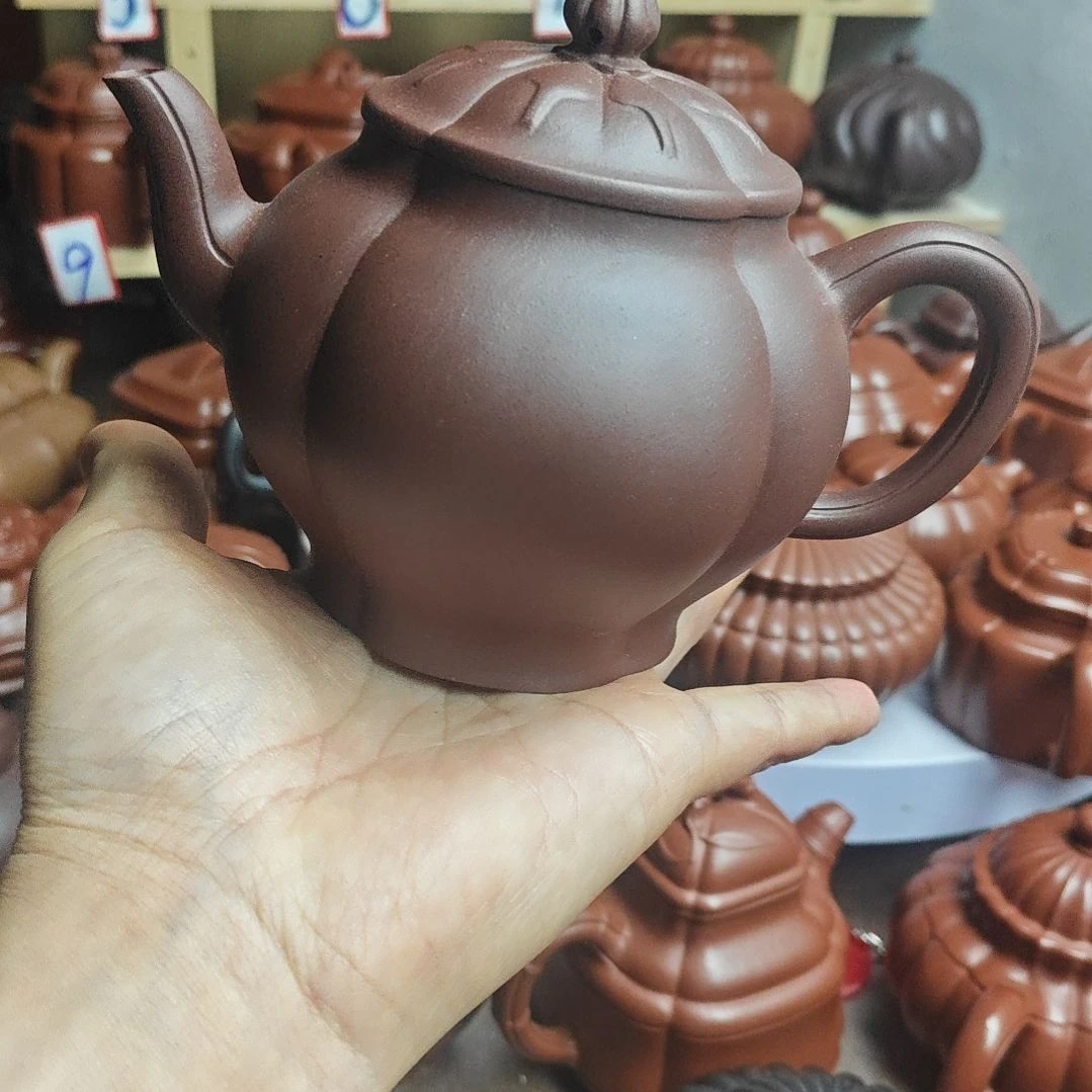 宜兴紫砂壶筋纹器半手工制作紫泥容量三佰四十左右