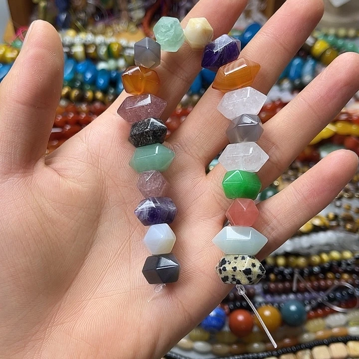 玛瑙/玉髓合金珠宝半成品10×19多宝双尖20颗