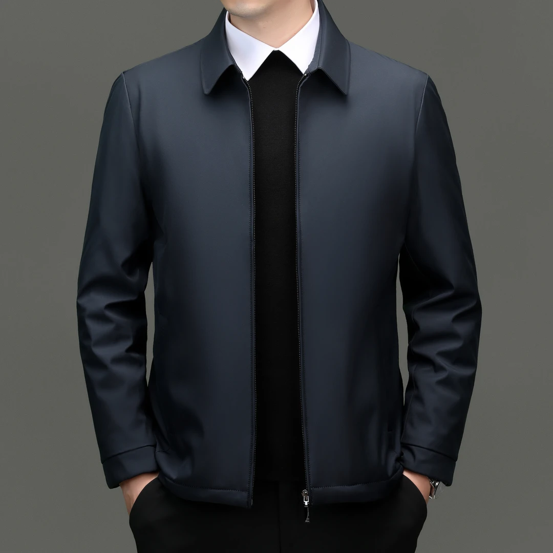 【专柜正品】冬季简约白鸭绒加厚保暖夹克羽绒服男翻领高档休闲外套