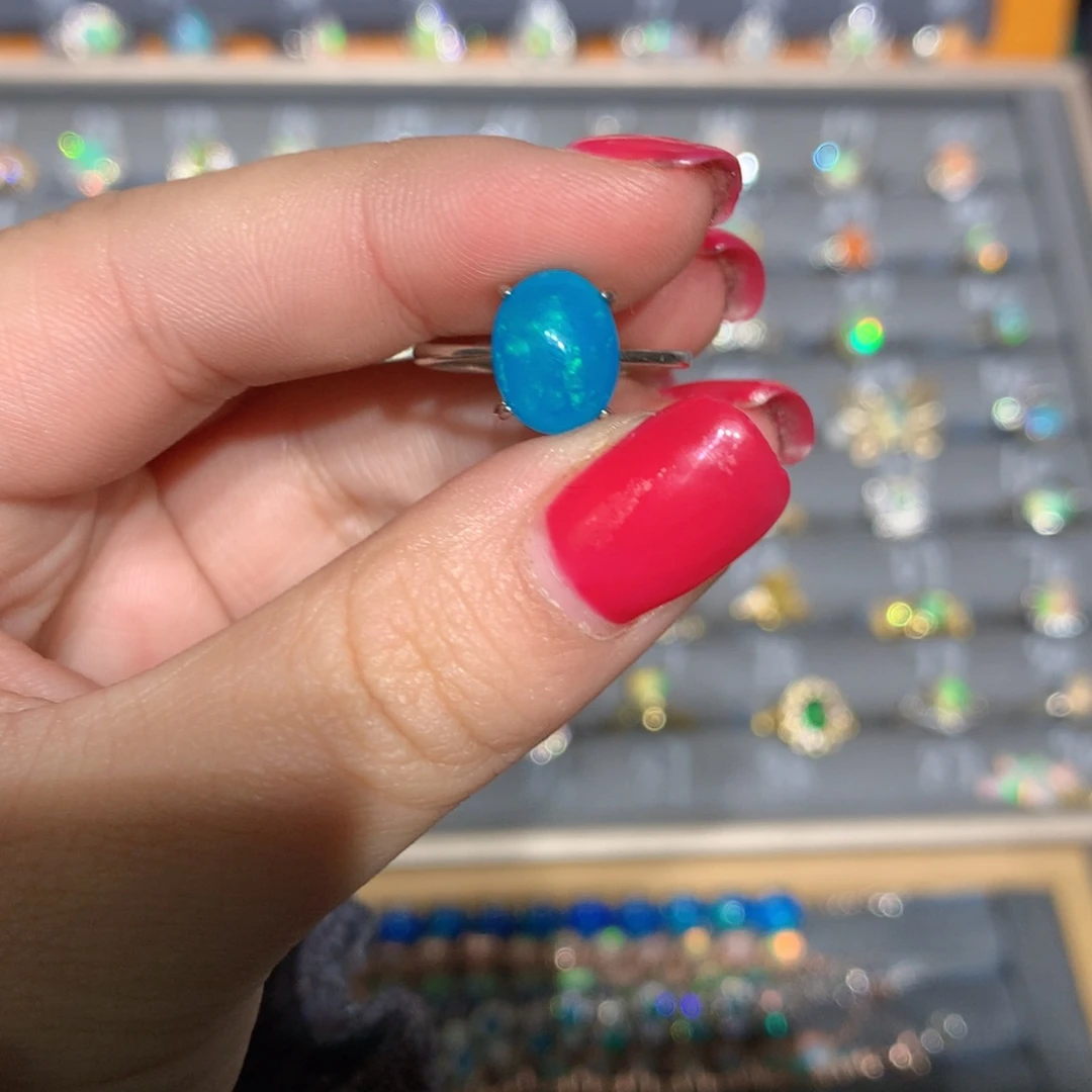 银S925镶嵌欧泊欧泊福利戒指l