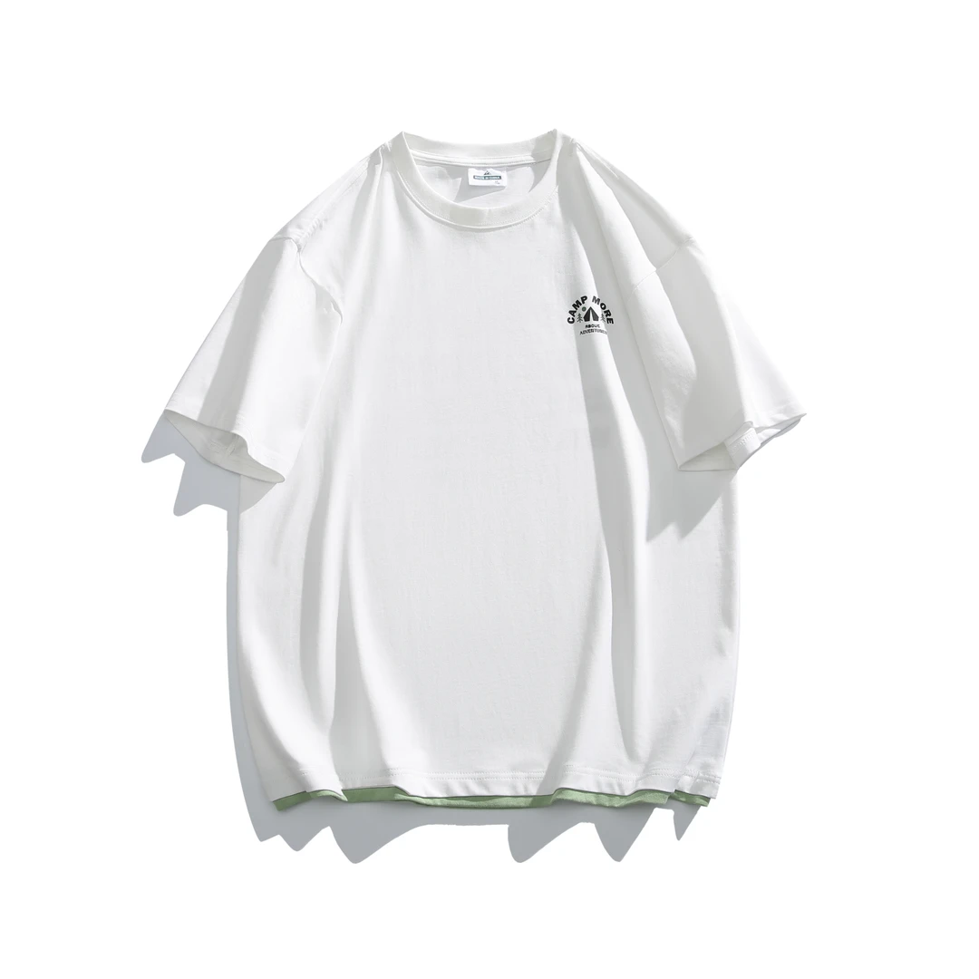 【夏季优惠】100%棉男士夏季纯色印花百搭短袖字母印花T恤