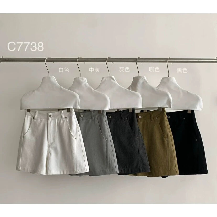 Coco 韩系插口袋多色牛仔短裤