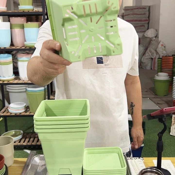 正品方盆口16高18果绿色5个带托