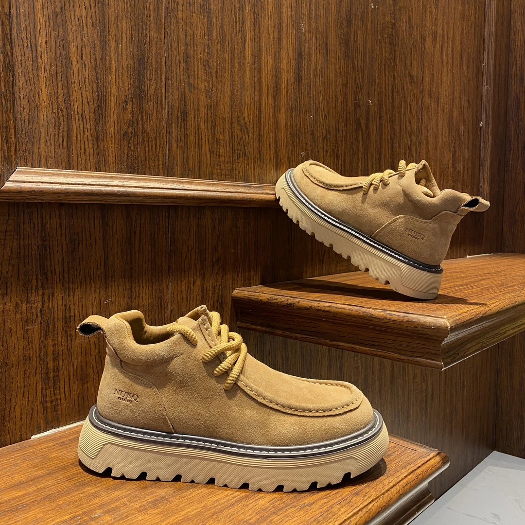 男鞋秋冬高帮休闲鞋单棉同款时尚百搭马丁靴厚底增高运动休闲鞋