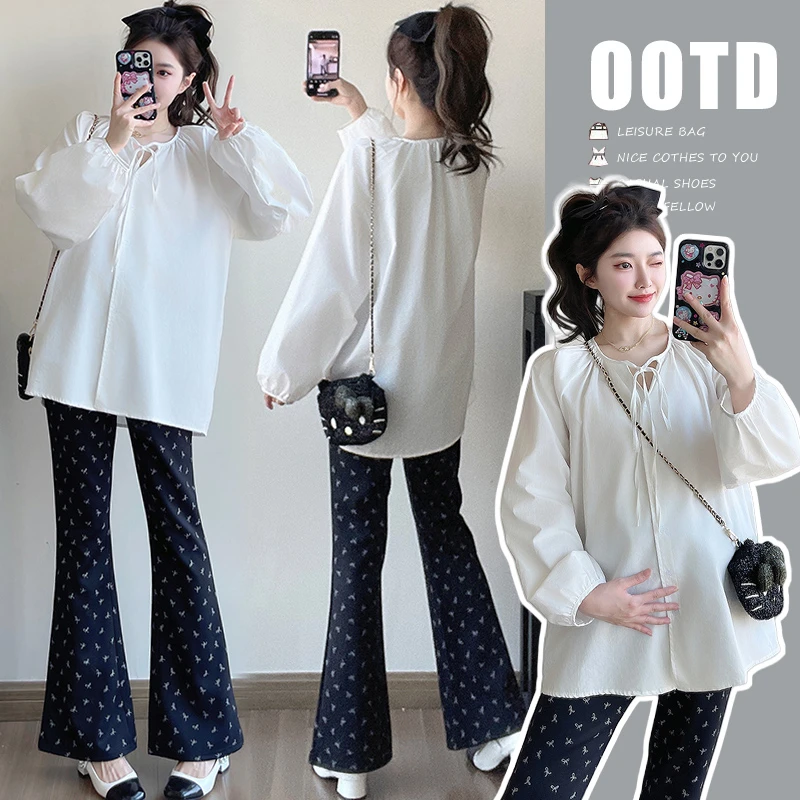 2025春新款孕妇装时尚减龄潮妈穿搭上衣+裤宽松显瘦套装韩版