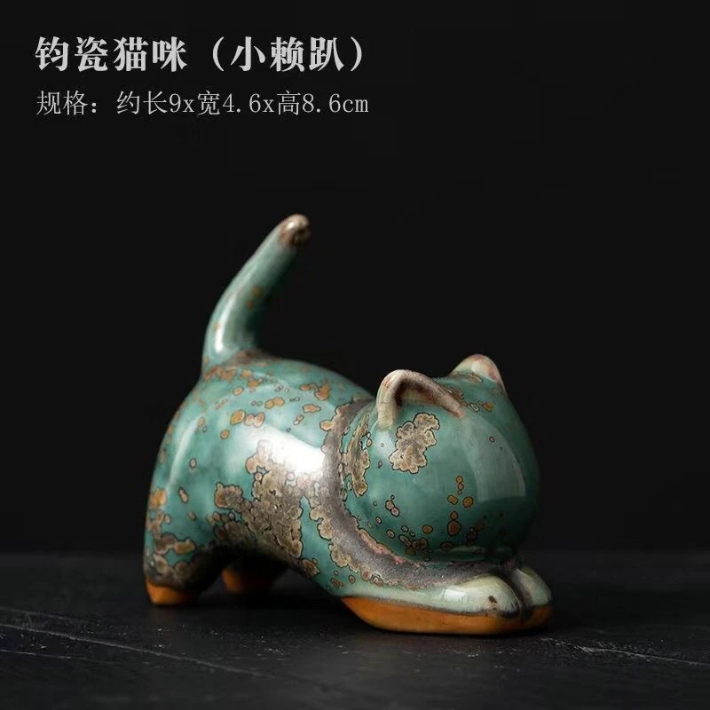 新款2025茶宠钧瓷小猫咪摆件中式可爱猫咪摆件陶瓷2025茶宠轻奢