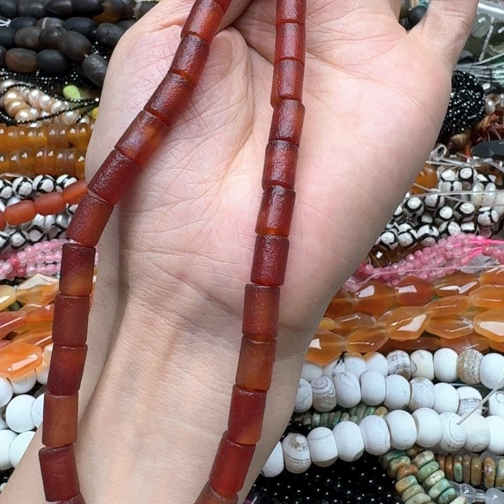 合金玛瑙/玉髓珠宝半成品一条8x12mm橘皮玛瑙