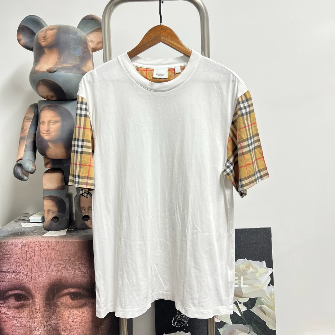 99新 BURBERRY/博柏利 99新Burberry巴宝莉格纹拼接短袖尺码：M