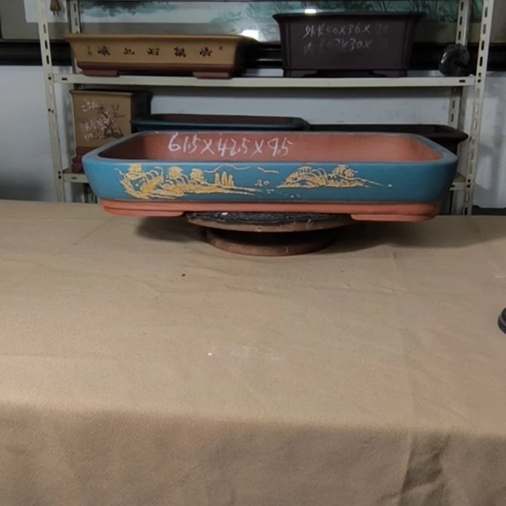 花盆紫砂宝蓝色小号水底