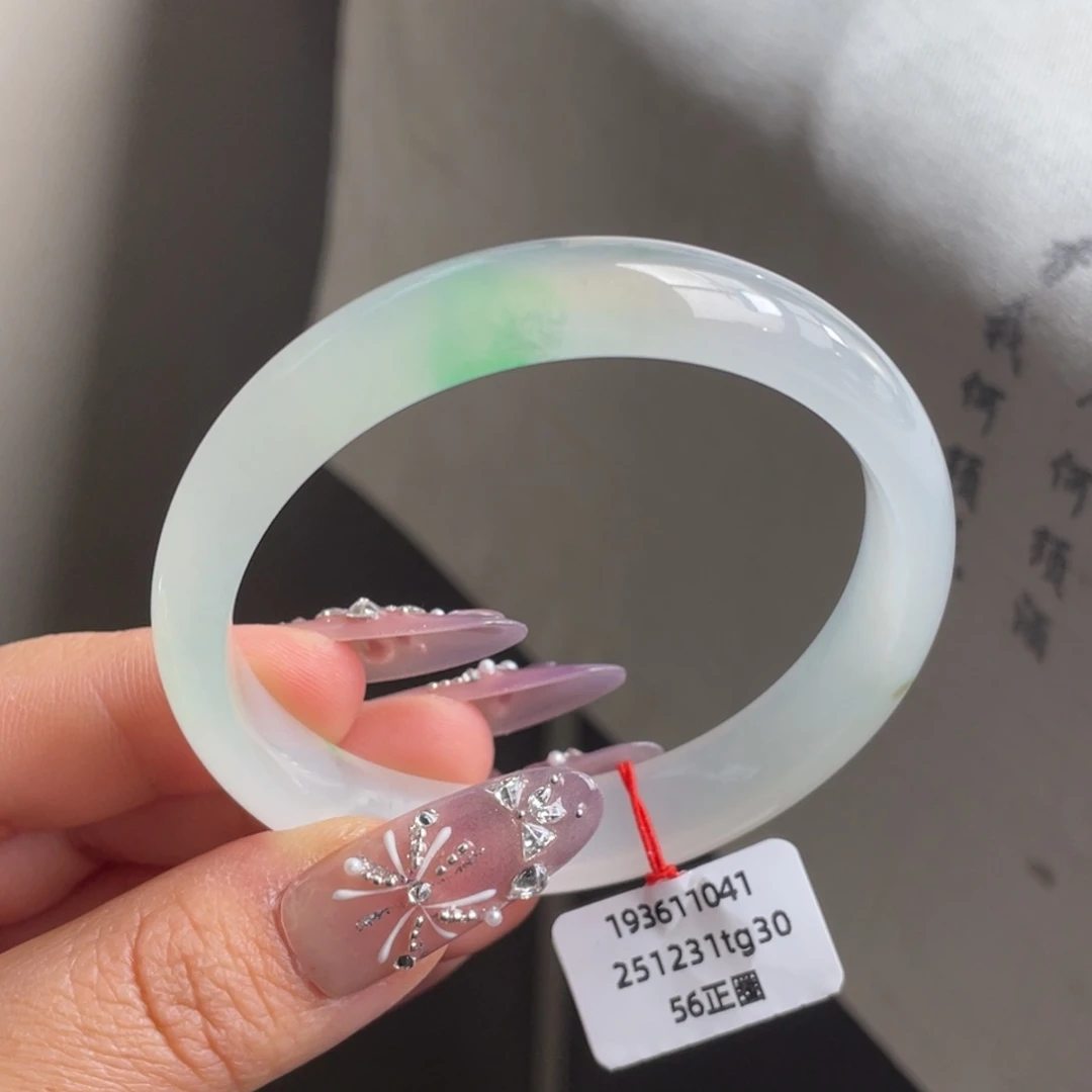 翡翠未镶嵌手镯冰胶起光飘金丝翠正圈手镯