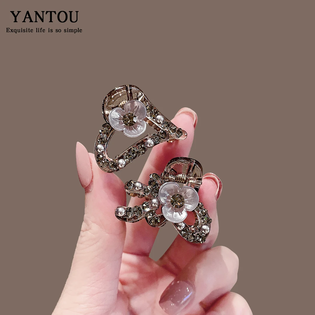 水晶爱心花朵小号抓夹公主头发夹子前额碎发刘海鲨鱼夹高级感发饰