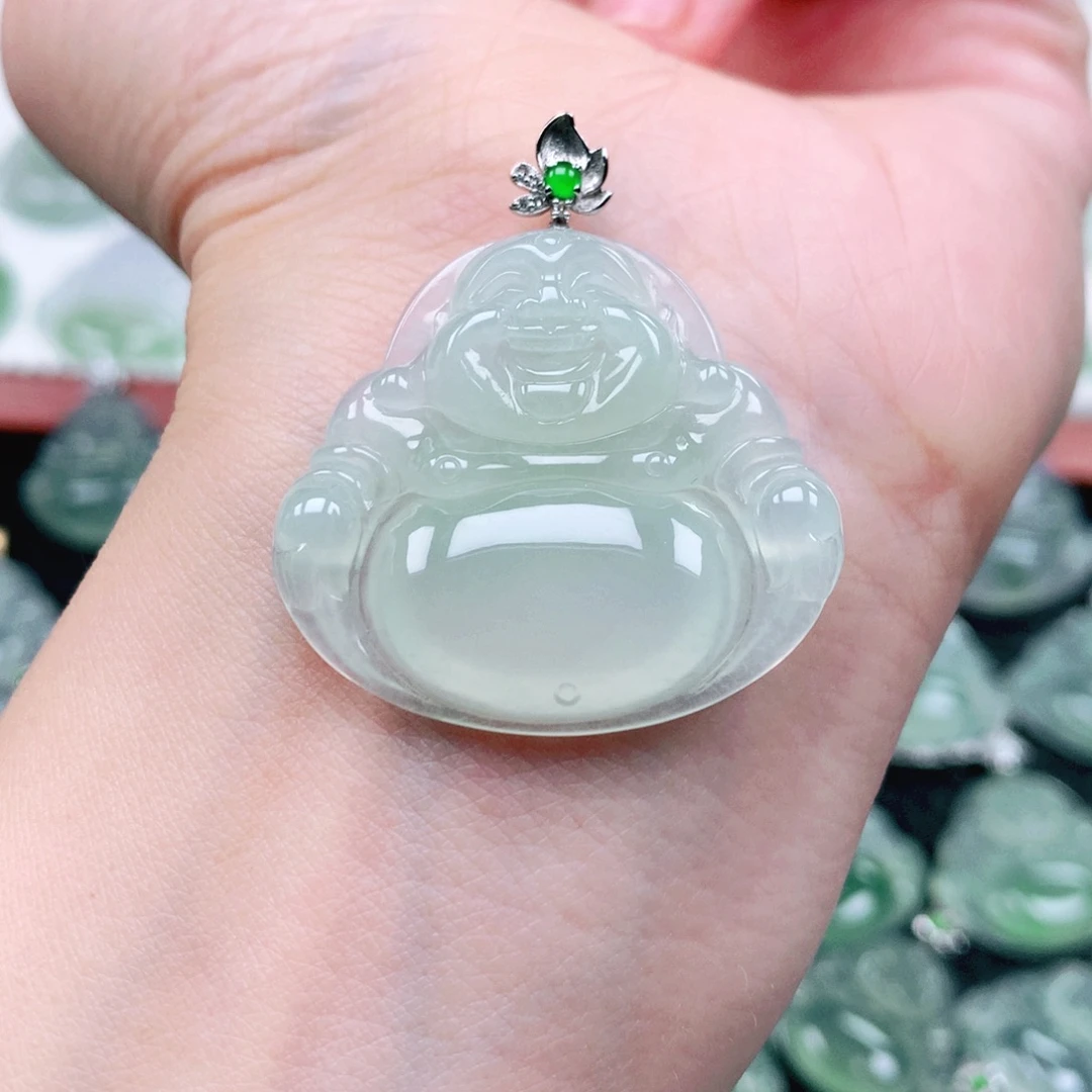 不***财翡翠18K金镶嵌吊坠(不含链)