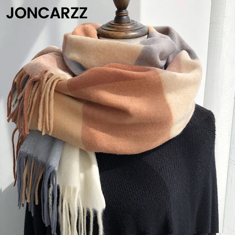 JONCARZZ羊毛围巾女爆款2025新款冬季高档洋气氛围感格子披肩外搭