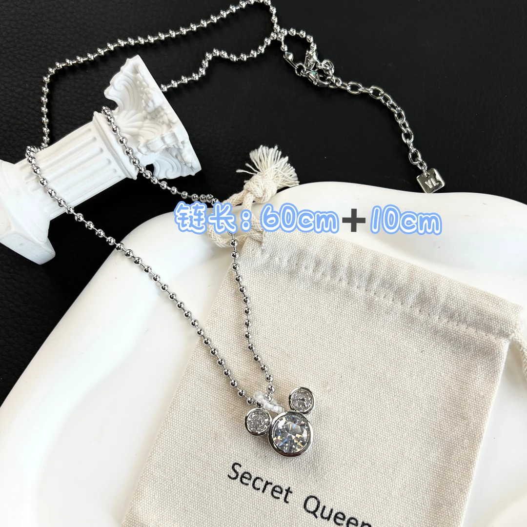 铜合金项链 小众设计满锆米老头圆珠项链AE118