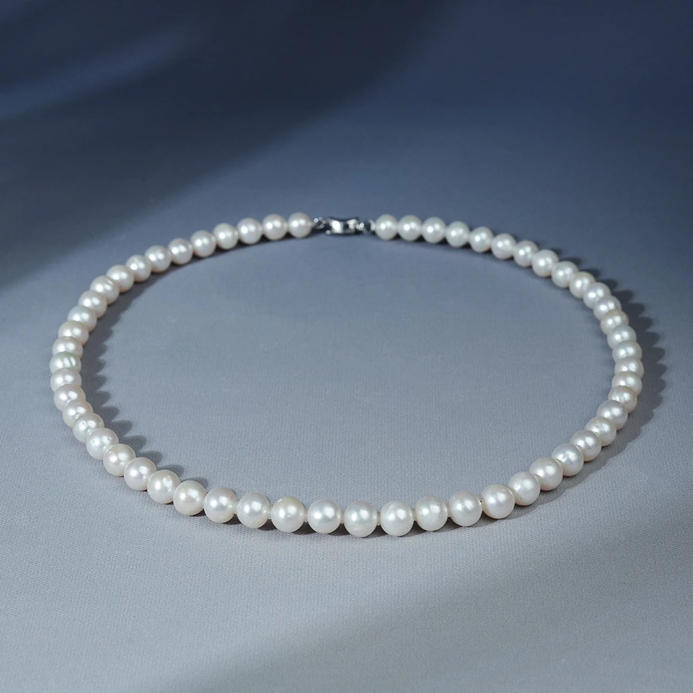 8-9mm海琴G125 银S925天然无核淡水珍珠项链45cm