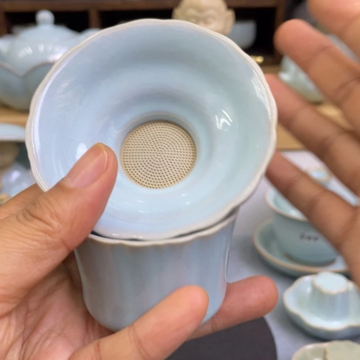 杯子天青花型茶漏