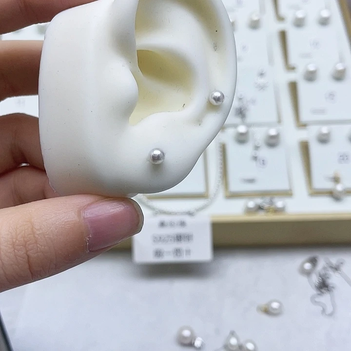 淡水珍珠耳饰银S925镶嵌?****