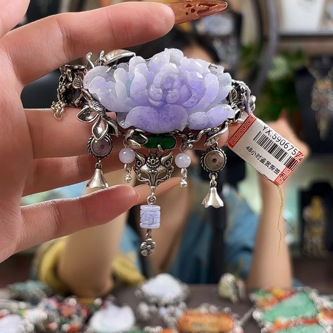 翡翠银S925镶嵌手镯翡翠