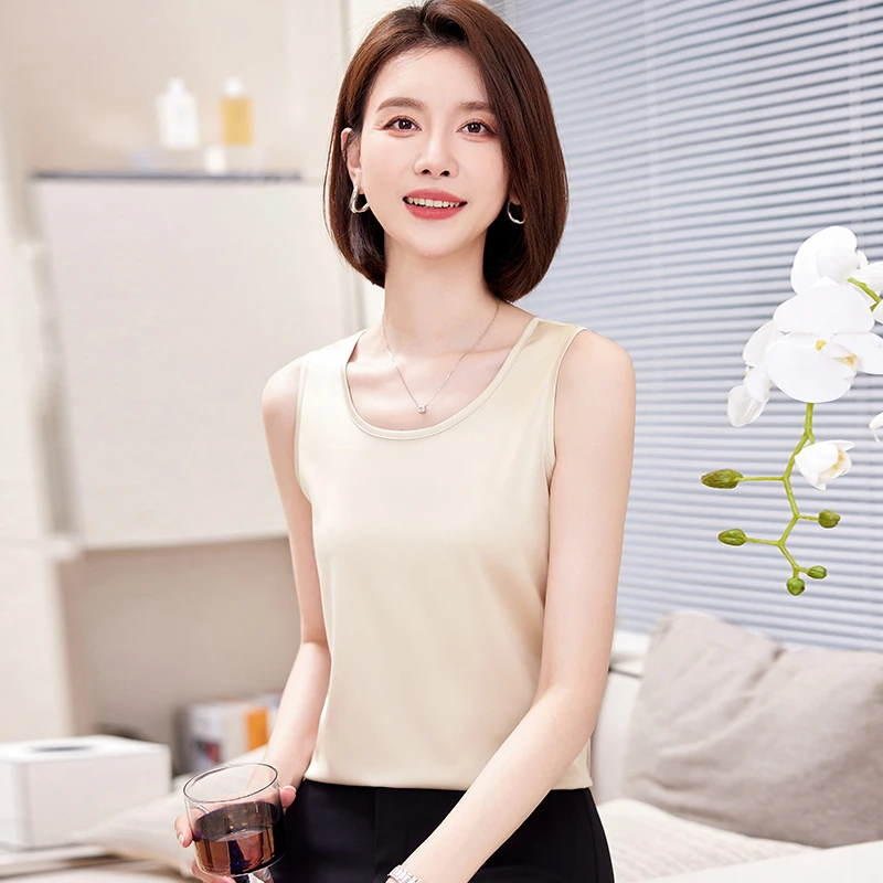 醋酸缎面吊带背心女夏季2025新款时尚休闲内穿薄款垂感上衣RF0083