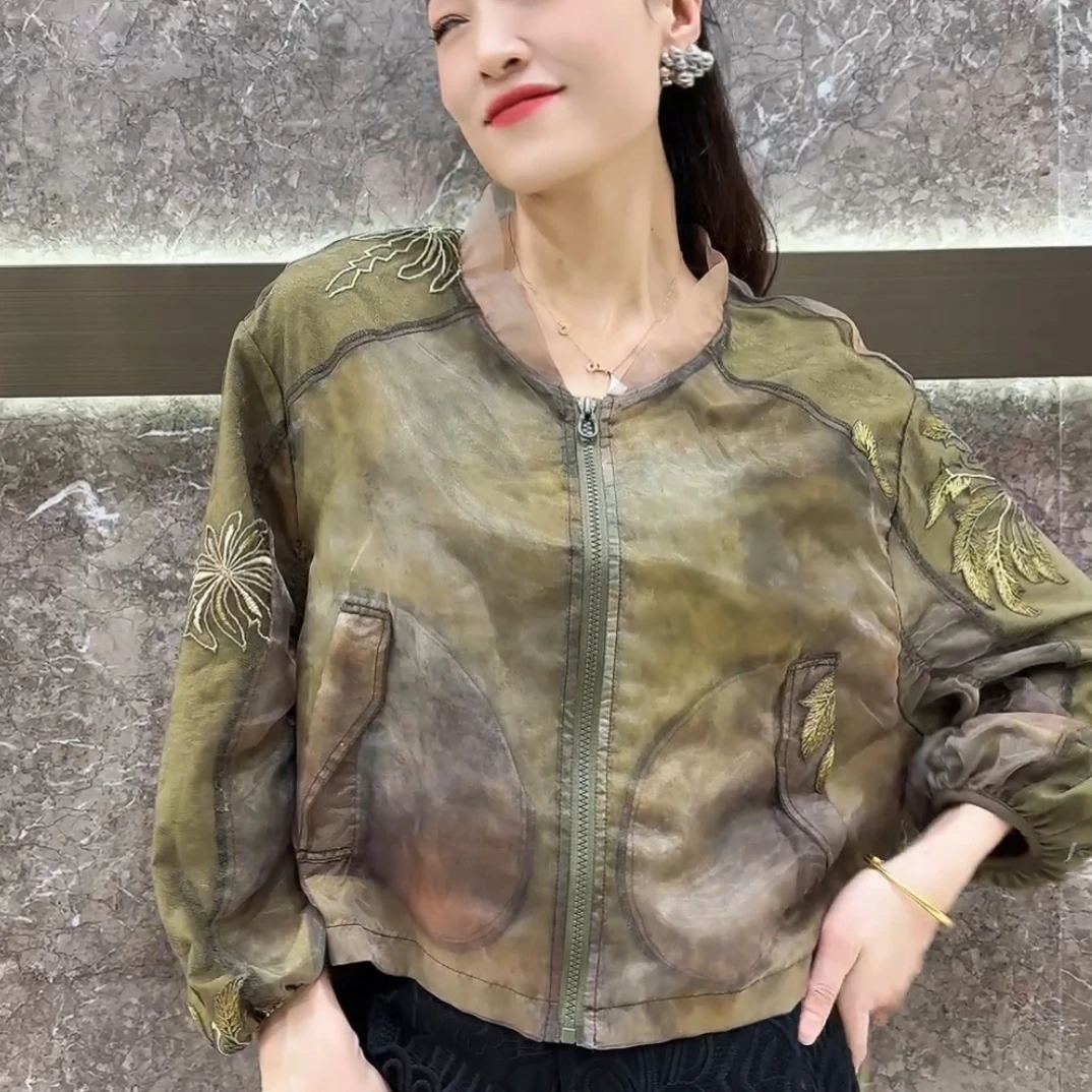 女女士时尚宽松型上衣短外套短款提花修身型厚款圆领