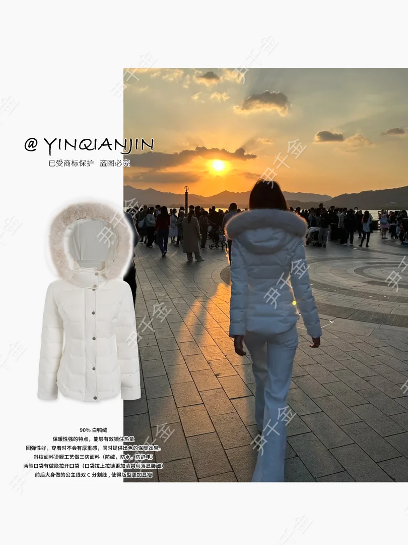 *尹千金*【冰岛outfit】韩系收腰显瘦修身保暖连帽羽绒服M257559