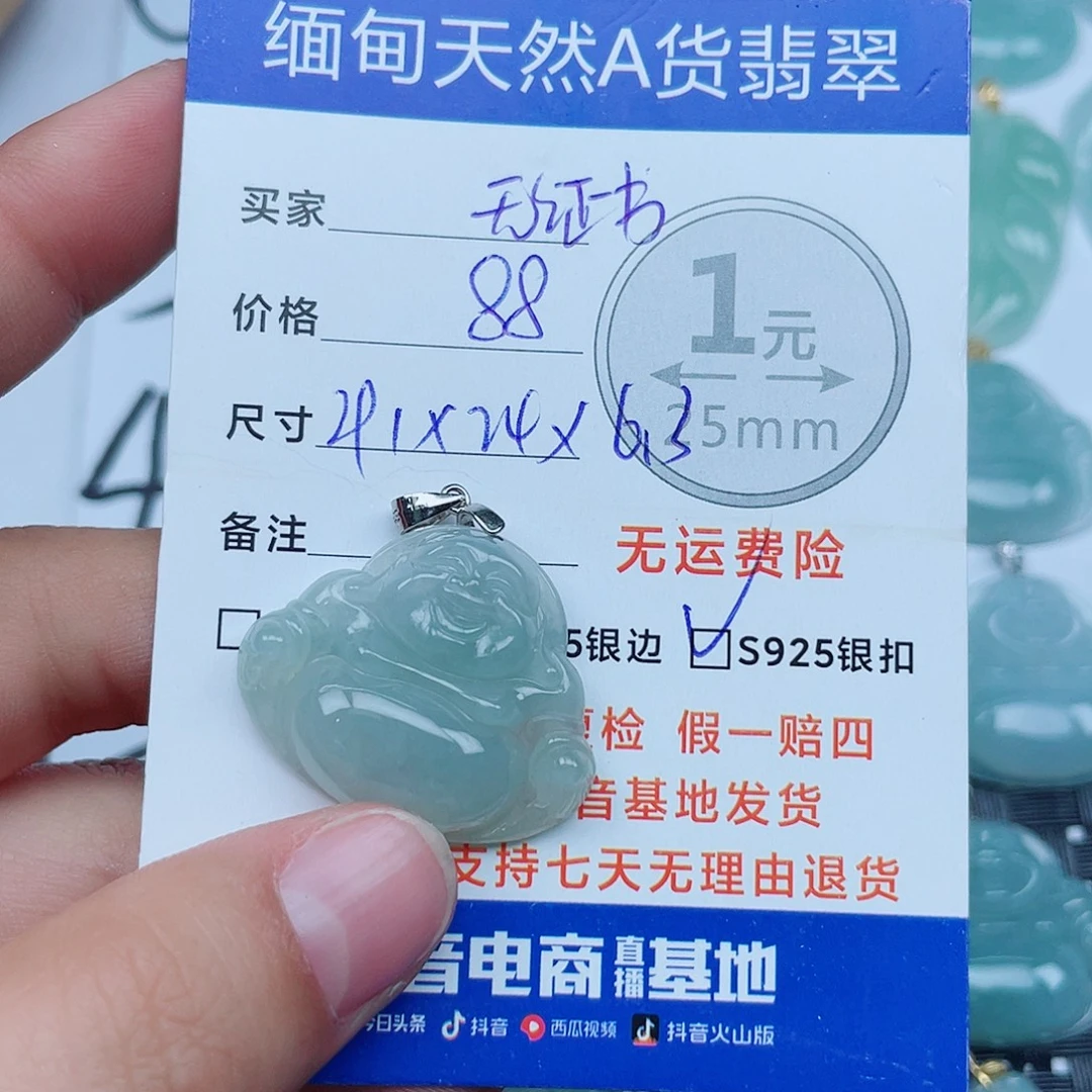 翡翠银S925镶嵌吊坠(不含链)