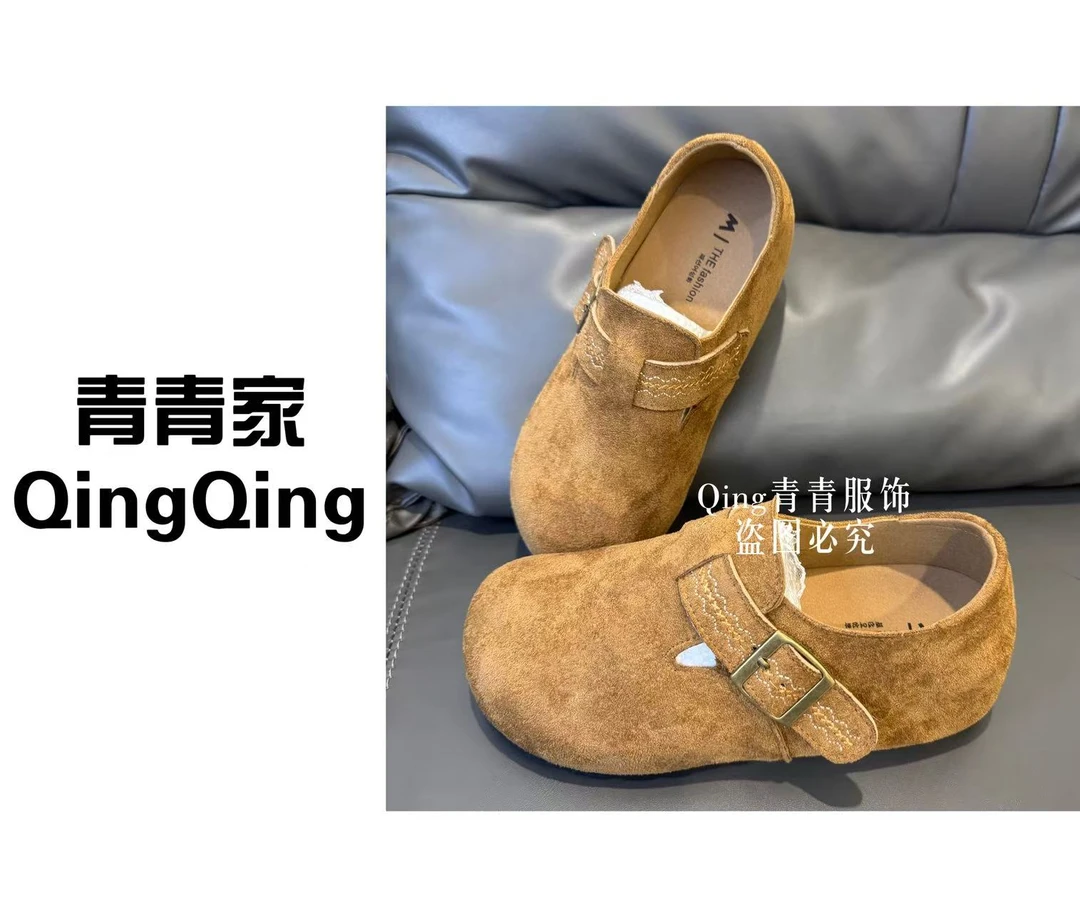 青青家  秋冬新款时尚勃肯鞋圆头一脚蹬勃肯鞋-J-01