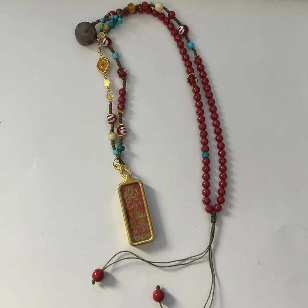 含辰砂工艺品（晴天）朱砂项链设计款唐卡吊坠多样性发其一