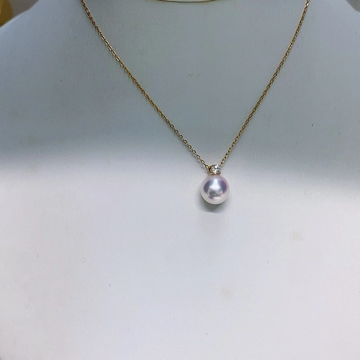 18K金镶嵌吊坠9-9.5海水珍珠