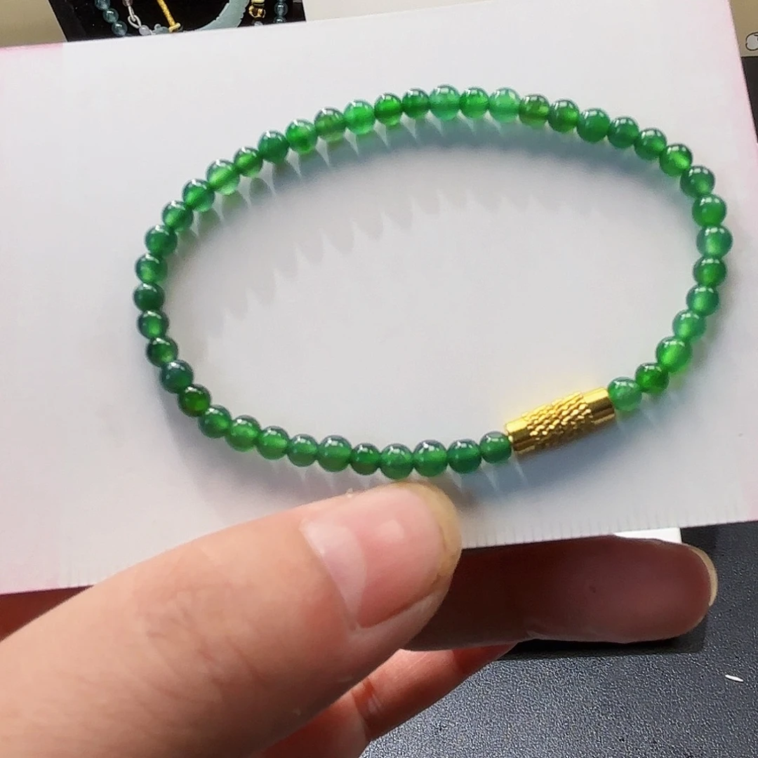 翡翠未镶嵌颈饰天然翡翠Ａ货小米珠手串卡3.9危地马拉翡翠