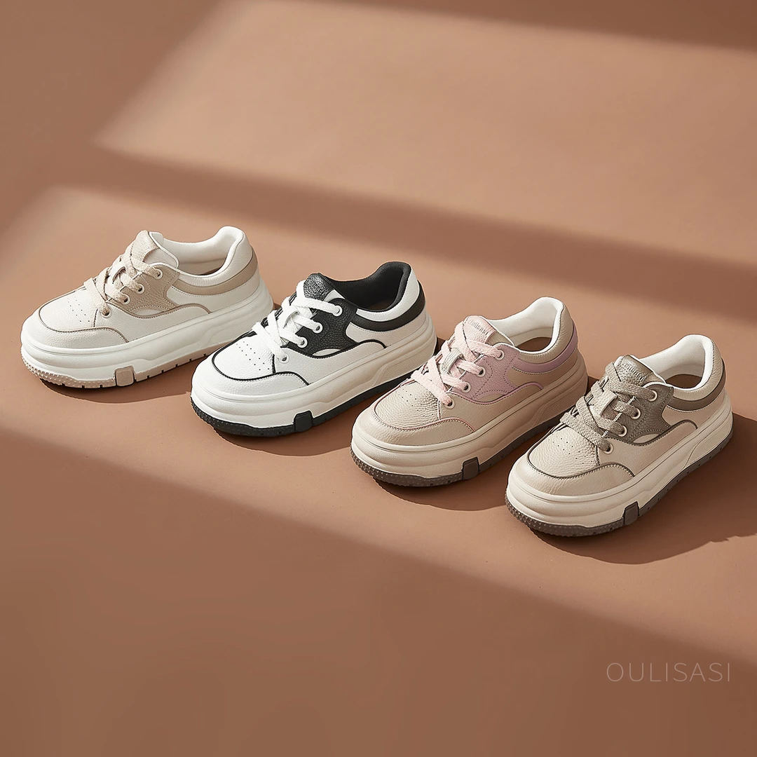 | 镜中花 | 5公分 头层牛皮休闲板鞋复古百搭时尚系带板鞋女鞋521