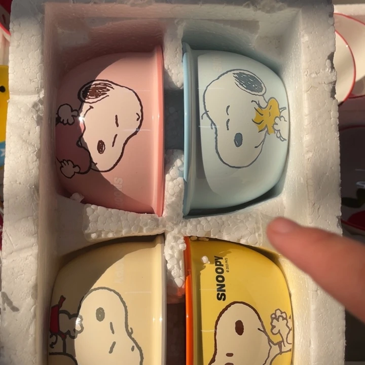 陶瓷史努比四个米饭碗