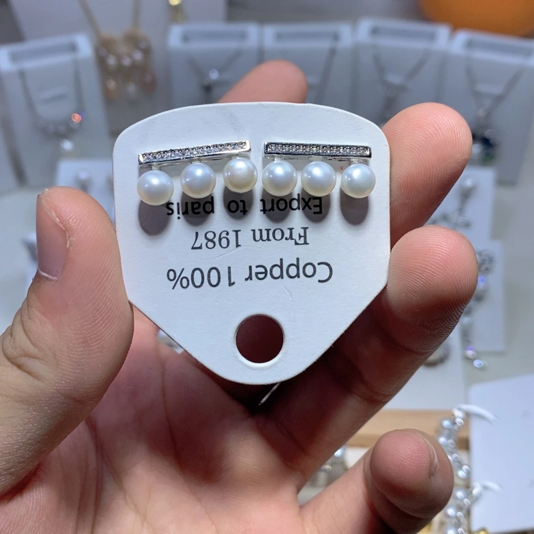 耳饰淡水珍珠银S925镶嵌