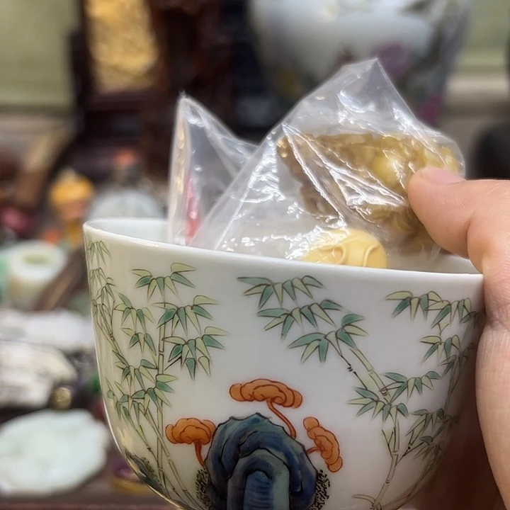 摆件自*。瓷杯！紫砂壶