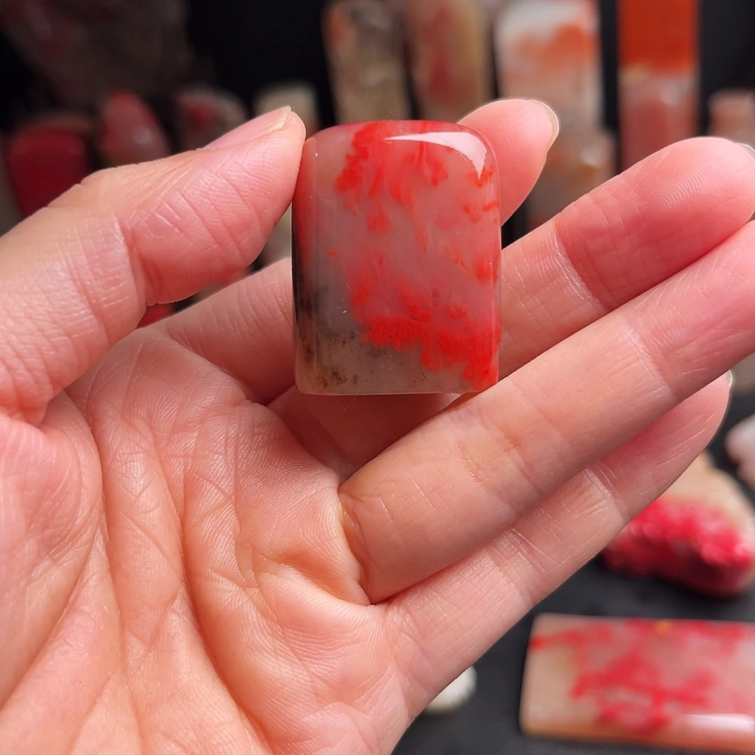 印石巴林石鸡血石随形章