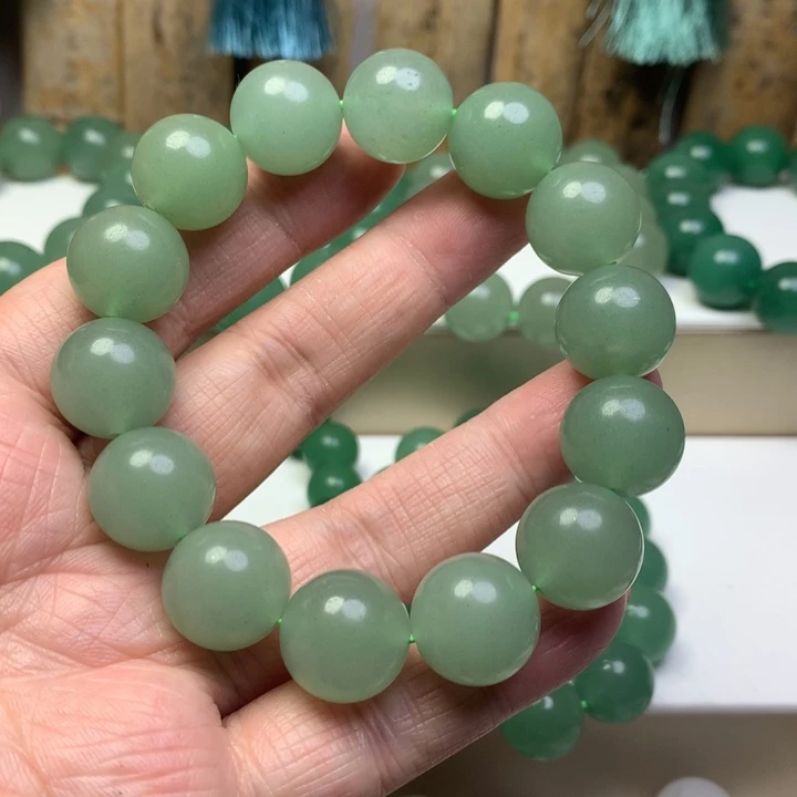 用***8石英质玉未镶嵌手链东陵玉珠子手链圆