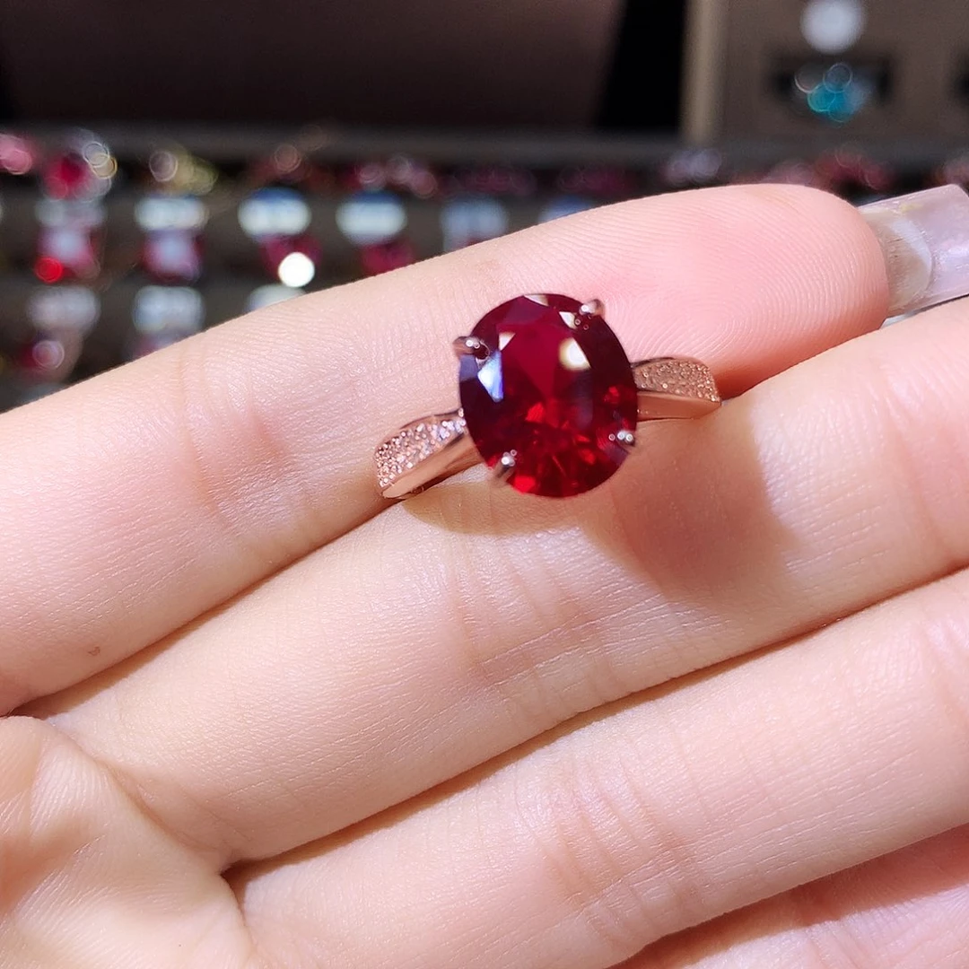 无925银酒红戒指玫瑰金911