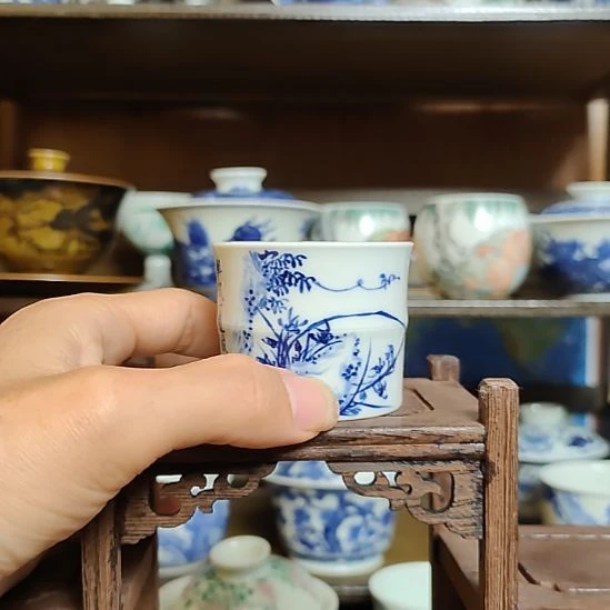 兰草竹节杯青花青花