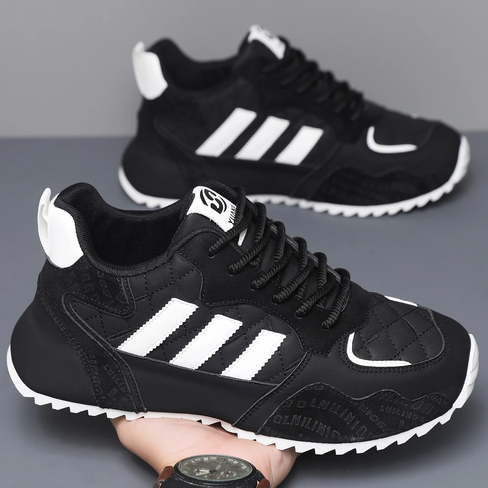 秋冬新款2025款全皮面休闲鞋防滑防臭增高运动鞋百搭时尚潮流男鞋