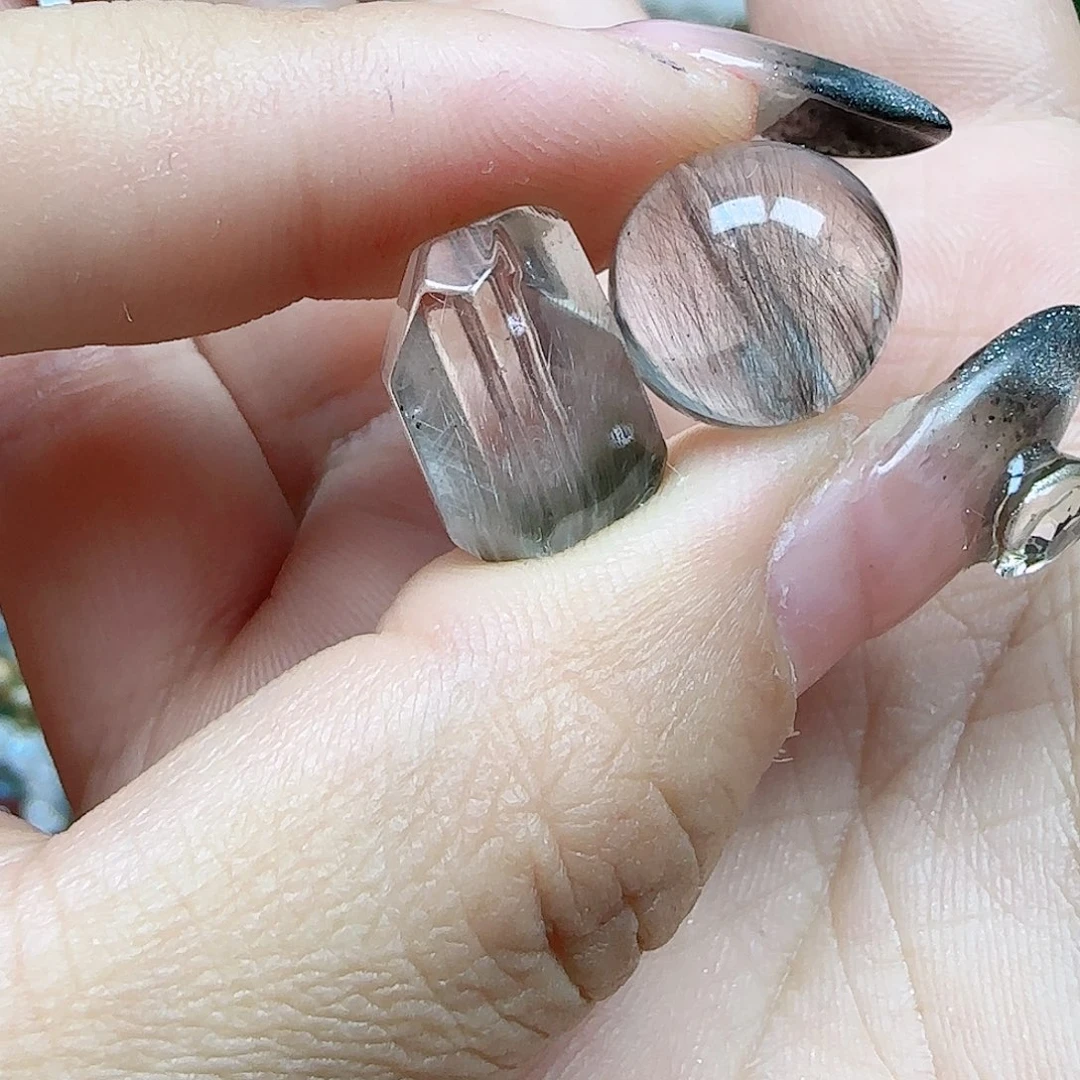 发晶手串未镶嵌7****蛋黑银钛