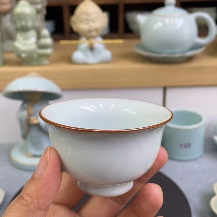 陶瓷杯子月白汝窑压手杯