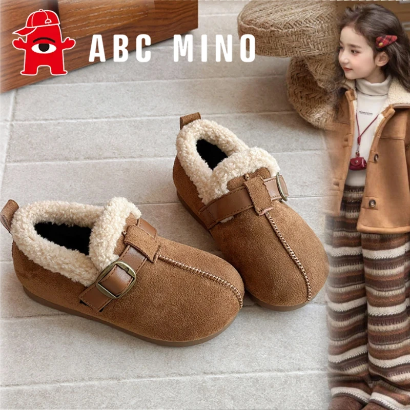 ABC MINO女童鞋勃肯鞋加绒儿童鞋子冬季新款男童保暖二棉毛毛棉鞋