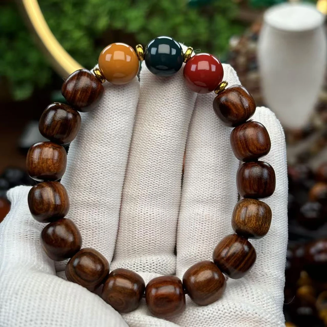 1.2花梨桶珠+红绿灯配饰手串